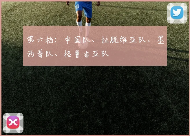 第六档：中国队、拉脱维亚队、墨西哥队、格鲁吉亚队